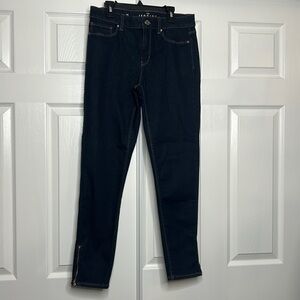 WHBM The Jegging Crop Dark‎ Wash Ankle Zip 2 LONG